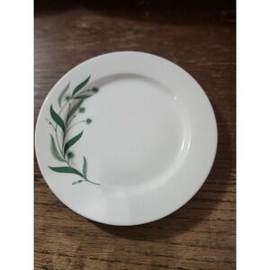 Homer Laughlin China Plate Green Fields Leaf Floral Design Made in USA Vintage